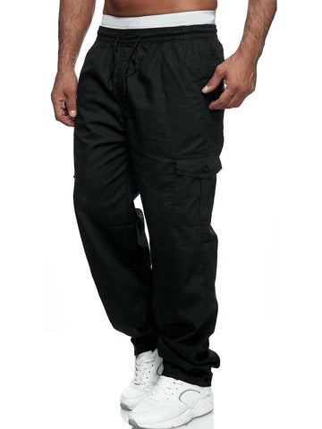 Men's Multi-Pocket Loose Straight-Leg Pants